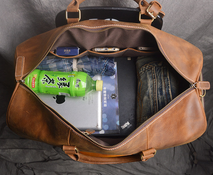 Men's Retro First Layer Cowhide Portable Large Bag Bag