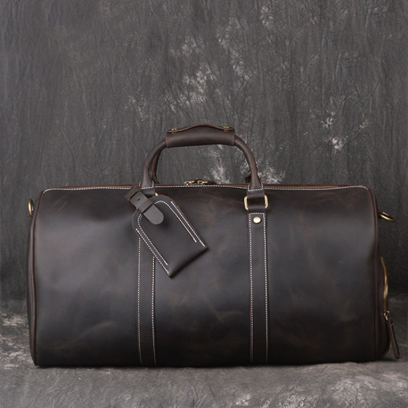 Men's Retro First Layer Cowhide Portable Large Bag Bag