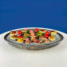 Antique Oval Silver & Glass Serving Platter. Godinger Silver Art. Fluted Glass with Etched Reticulated Silver Tray. Hosting Essential.