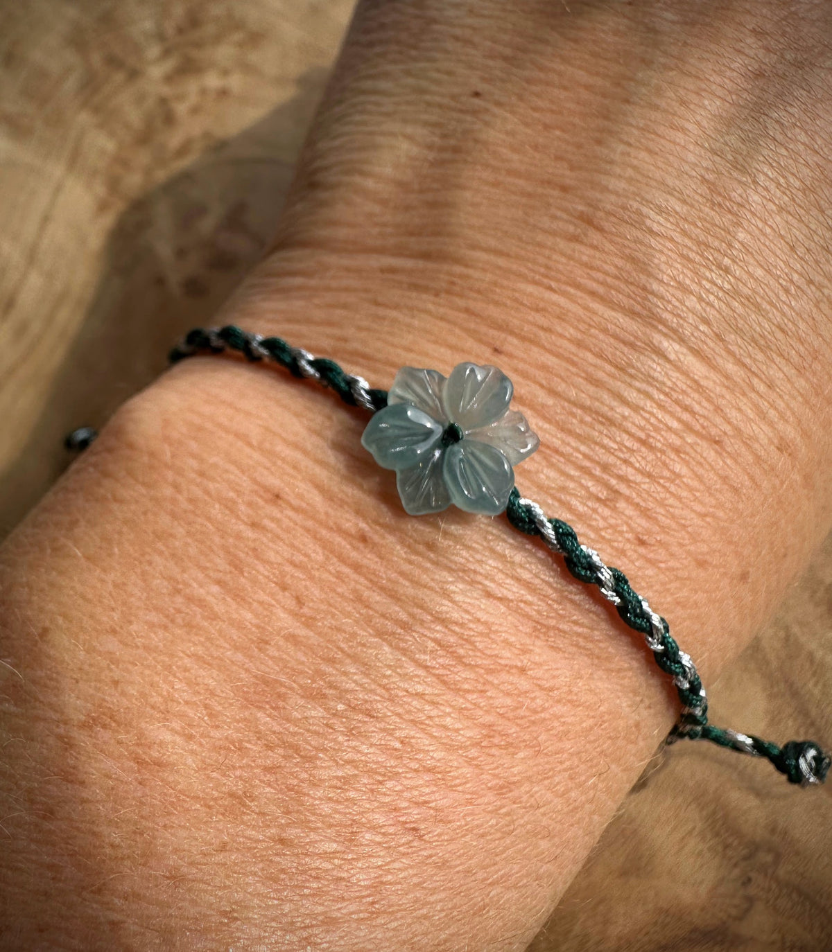 Small Guatemalan Jadeite Flower Bracelet