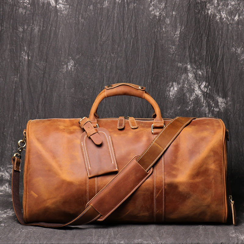 Men's Retro First Layer Cowhide Portable Large Bag Bag