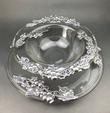 Antique Oval Silver & Glass Serving Platter. Godinger Silver Art. Fluted Glass with Etched Reticulated Silver Tray. Hosting Essential.